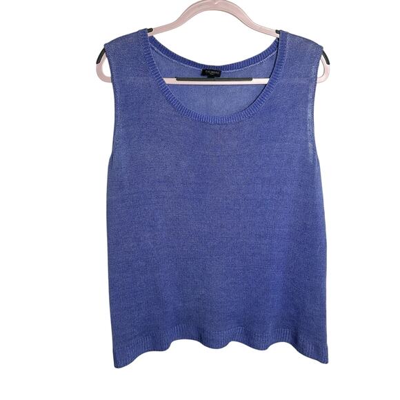 TALBOTS WOMAN Sleeveless Linen Sweater Vest Top Shell Plus Size 2x Blue Summer - Picture 1 of 7